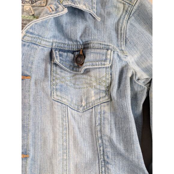 Abercrombie & Fitch Women’s Distressed VTG 90s Jean Jacket Med Light Blue Sz XL - Picture 11 of 12